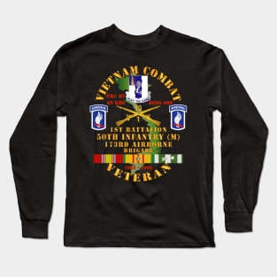 Vietnam Combat Veteran w 1st Bn - 50th Inf - 173rd Airborne Bde 1968-69 w VN SVC Long Sleeve T-Shirt